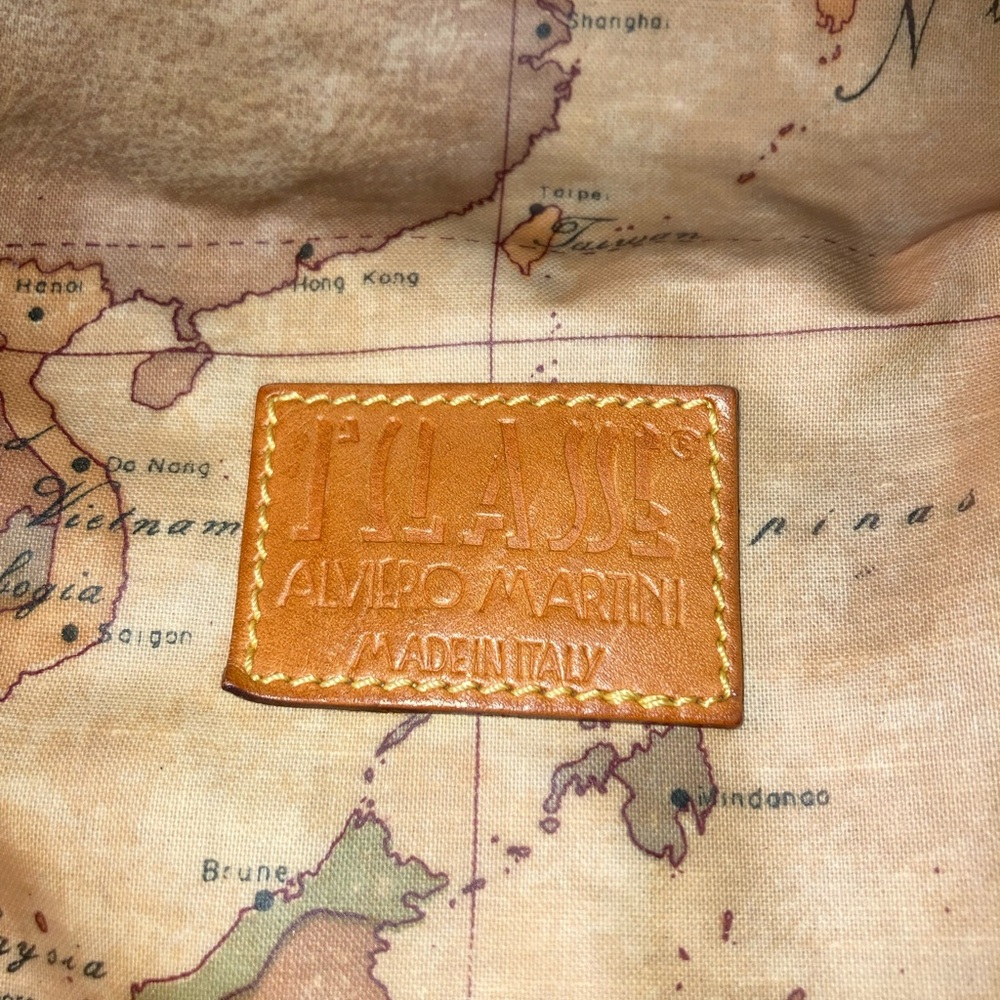 Alviero Martini Brown World Map Canvas Tote Bag - Picture 2 of 13